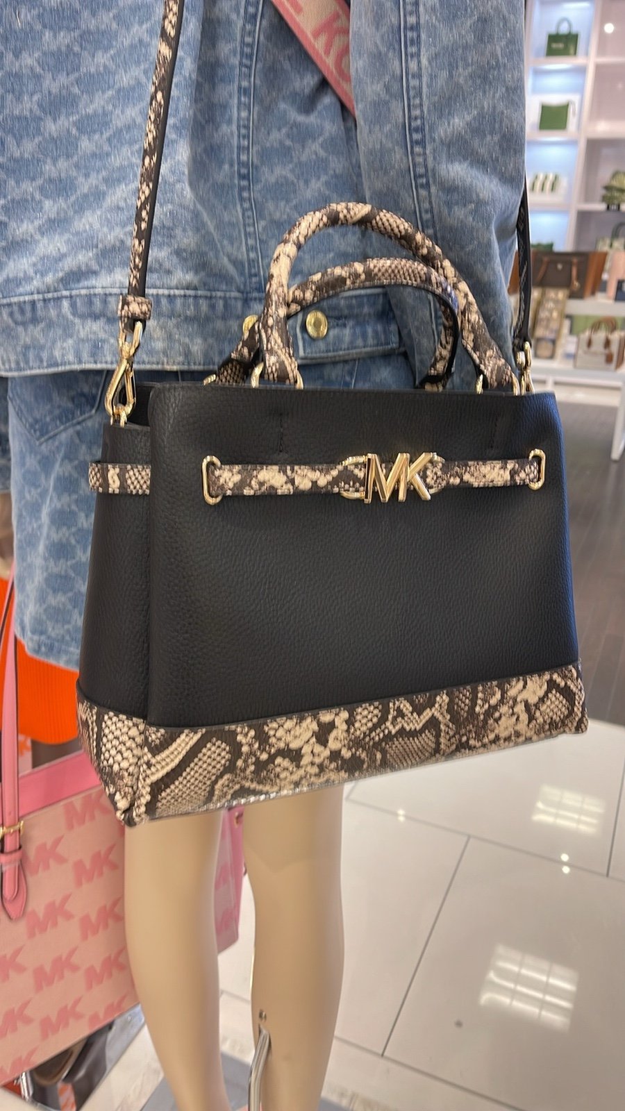 MICHAEL KORS Reed Large Leather Belted Satchel Crossbody Handbag Purse NWT