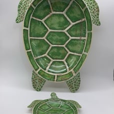 METAMINE EXCLUSIVE Pier 1 Speedy The Sea Turtle Large 22” Serving Bowl Set Vtg.