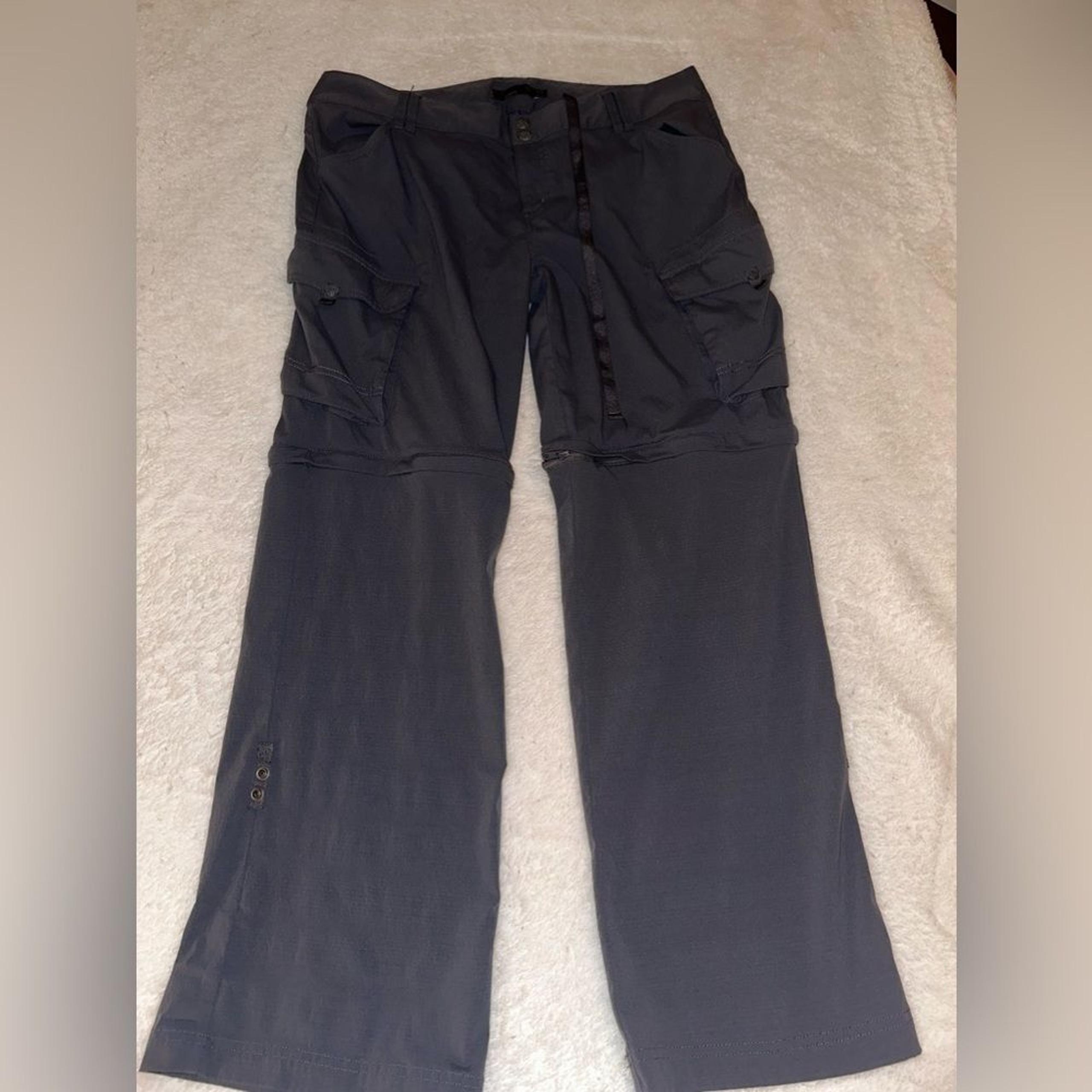 Prana Womens Size 12 Gray Convertible Pants Cargo Hiking Outdoor