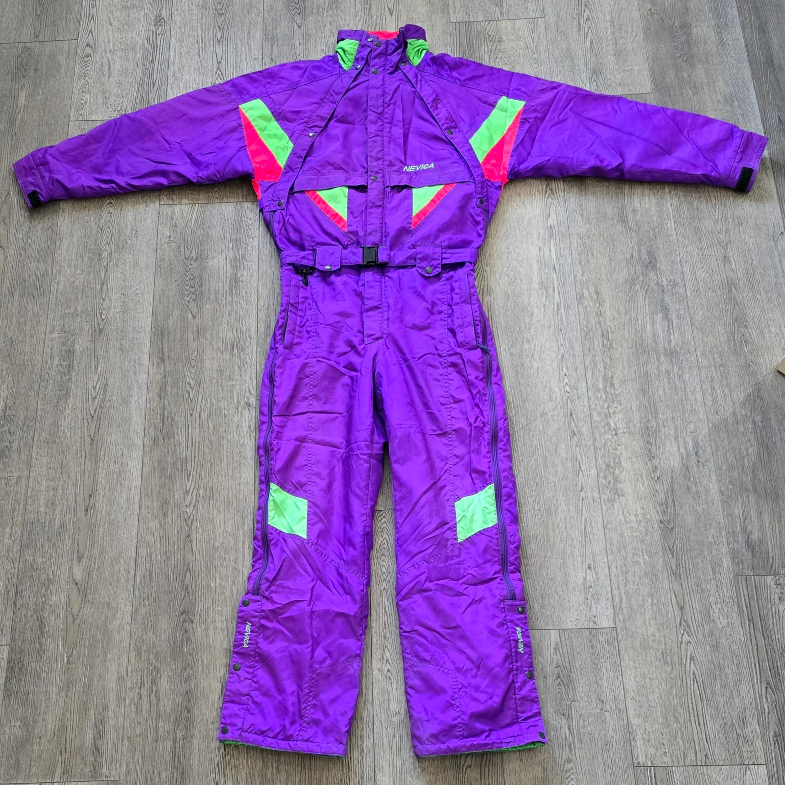 Vintage Ski Suit Snowsuit Nevica One piece Snow Bib Retro 1980s Large Mens 40