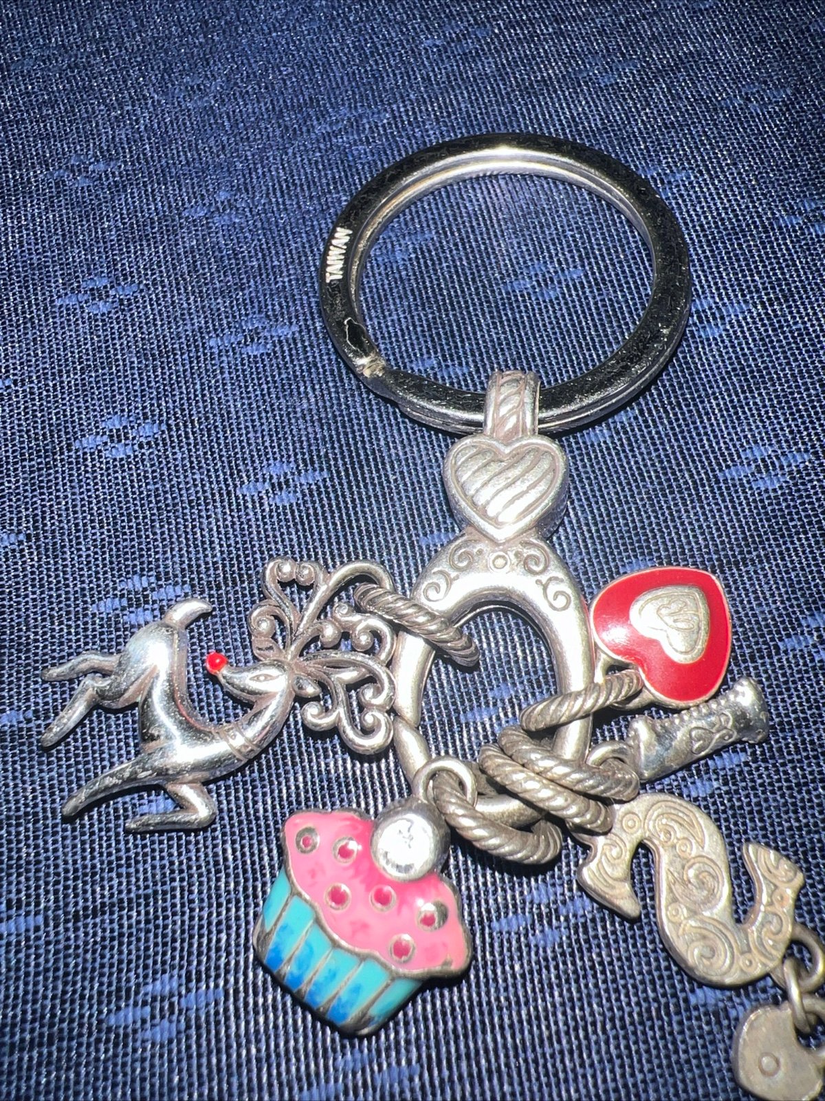 Brighton Silver Heart Charm Key Chain With 5 Charms