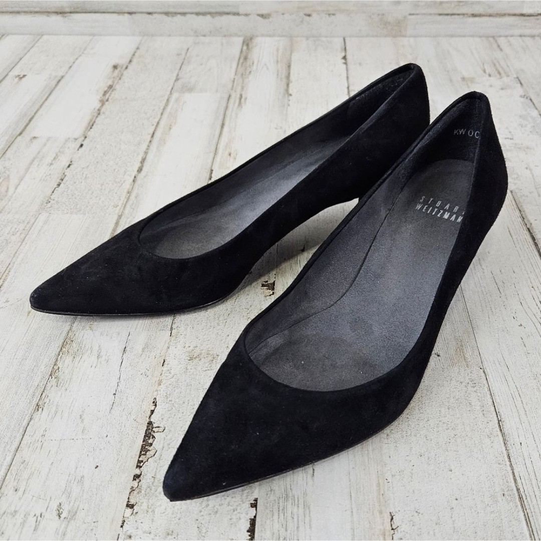 Stuart Weitzman Black Suede Kitten Heel