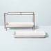 2-Tier Stoneware & Metal Serving Stand Cream/Copper Tiered Tray - Hearth & Hand