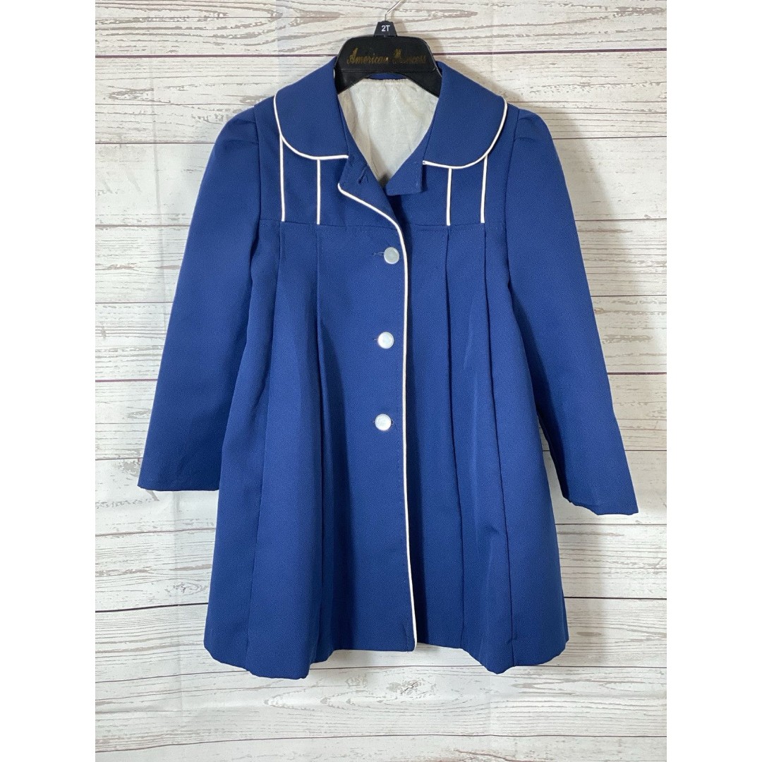 Vintage 1980’s Winnie The Pooh Navy Sailor Button Up Peacoat Girls Size 6