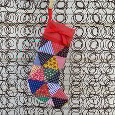 Vintage 60s 70s patchwork quilted Christmas stocking
