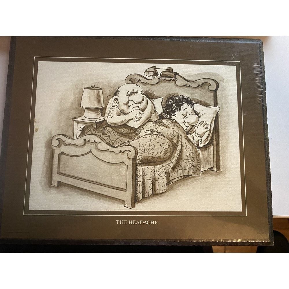 The Headache wall plaque, wallace berrie & Co., inc Vintage 1975, USA