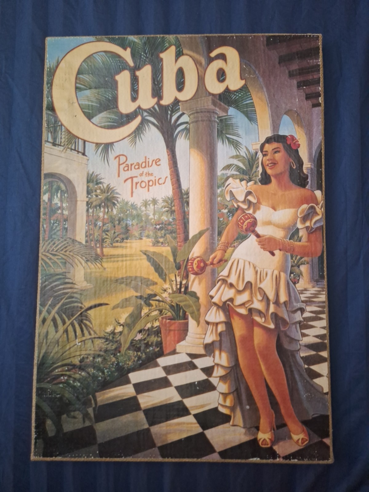 'Cuba Paradise of the Tropics' Vintage Style Poster Mounted on Stretched Burlap