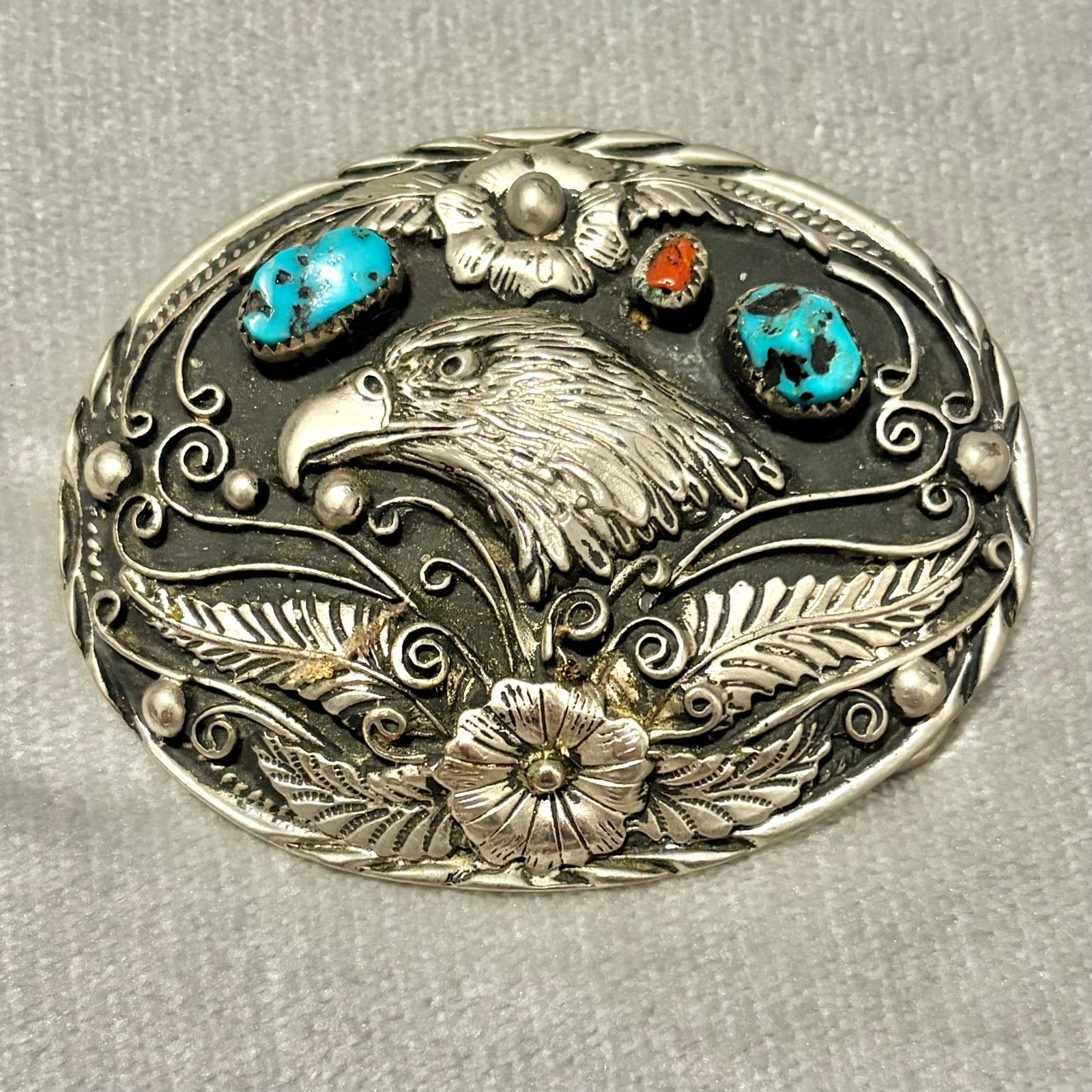 Native American S.S.I. Silver Belt Buckle
