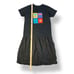 Johnny Was Vintage 90s Black Cotton Linen Fish Beach T-Shirt Dress Size L Boho