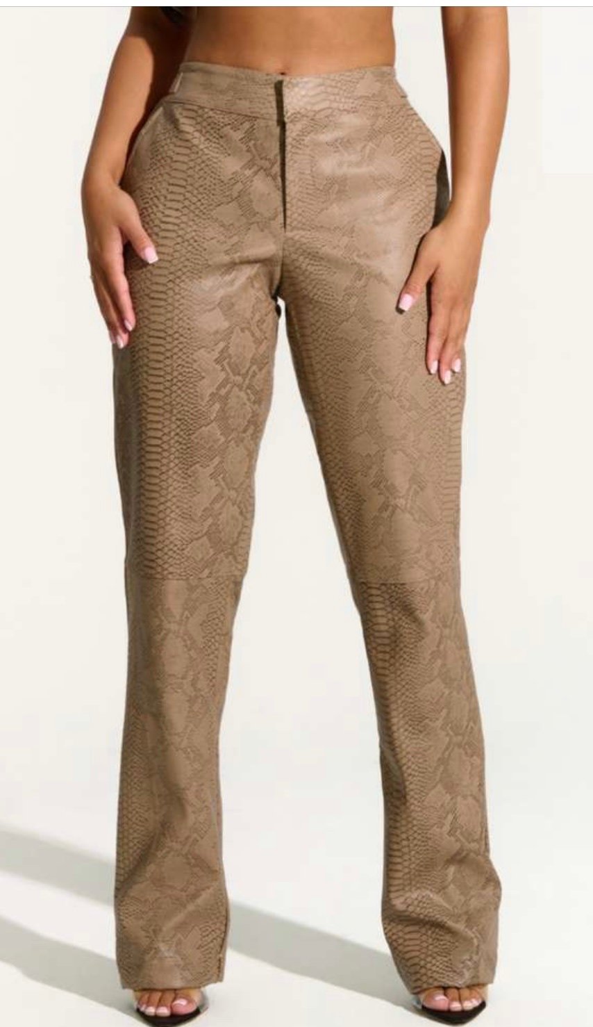 Faux leather snakeskin pants