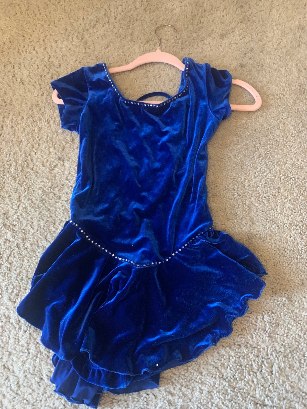 Del Arbour Royal Blue Velvet Competion Dress w Swarovski Crystals Ladies 4-6