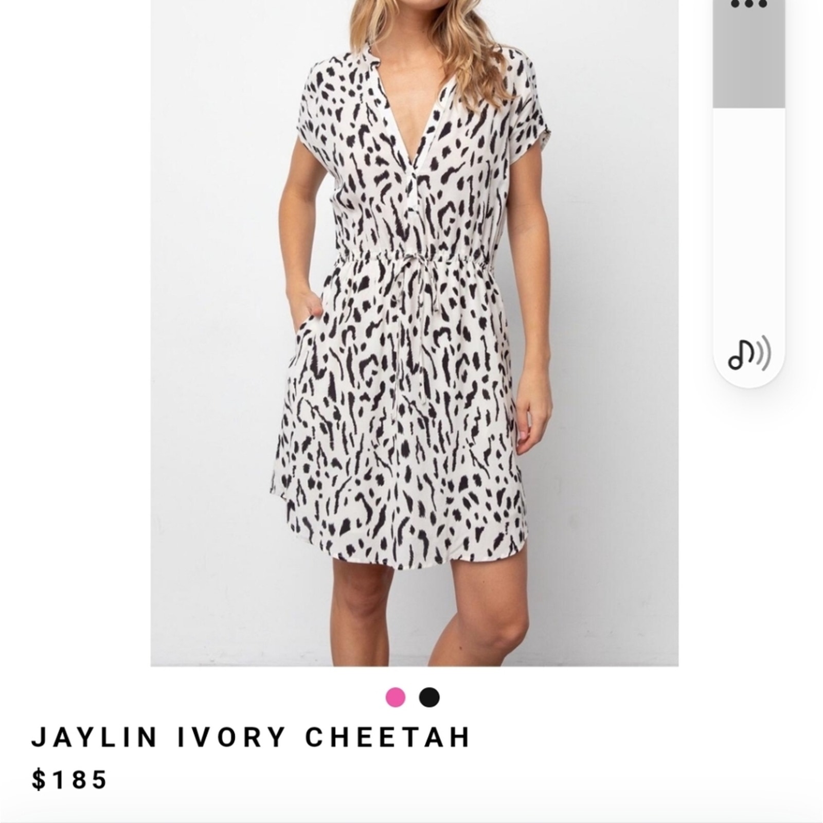 RAILS JAYLIN IVORY BLACK CHEETAH TIE WAIST DRESS SIZE SMALL