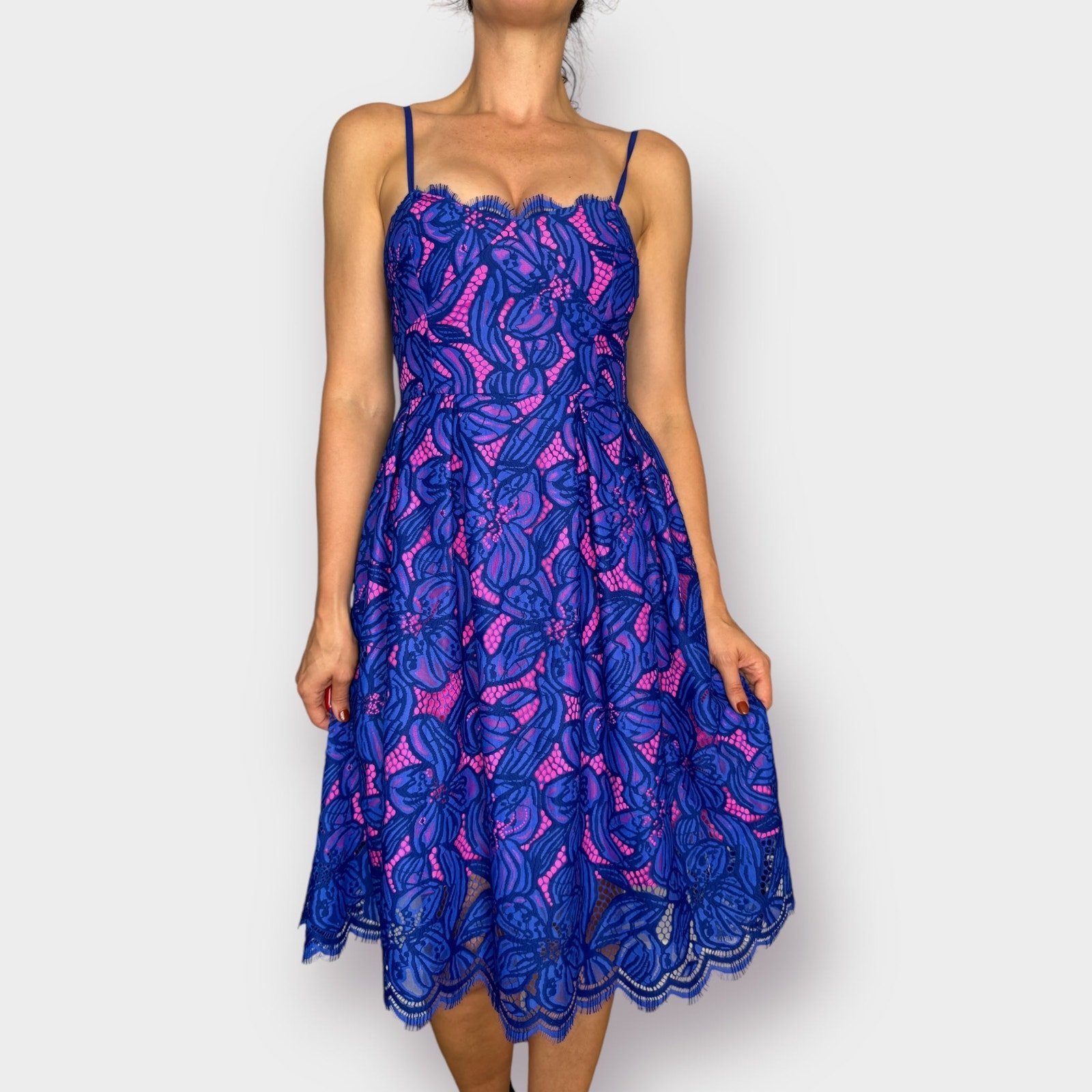 Lilly Pulitzer Blue Hot Pink Lace Dress