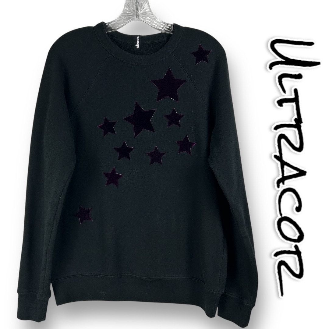 Ultracor Velvet Star Sweatshirt Top Purple Black Soft Revolve Womens Size Small