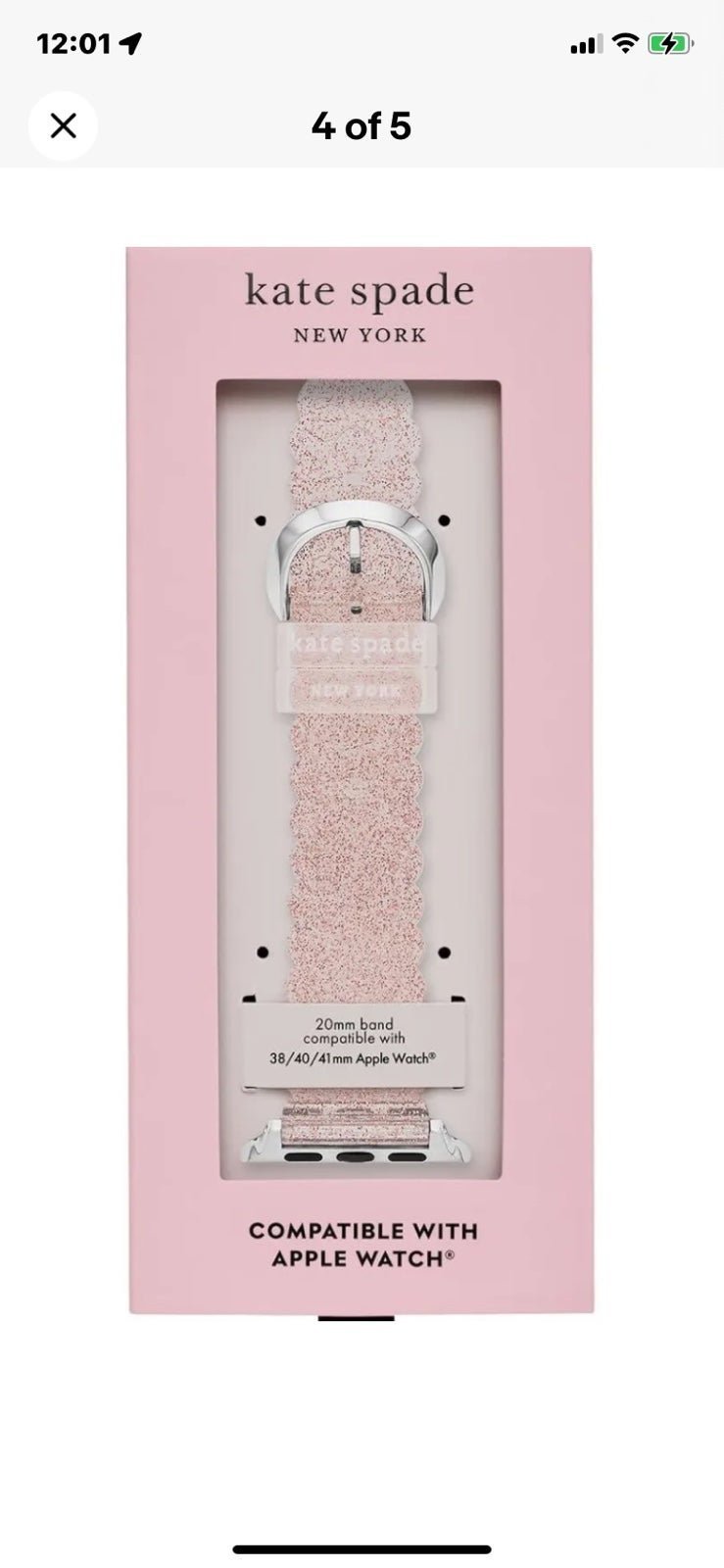 Genuine Kate Spade New York Apple Watch 38/40/41mm Band Rose Glitter Jelly Band