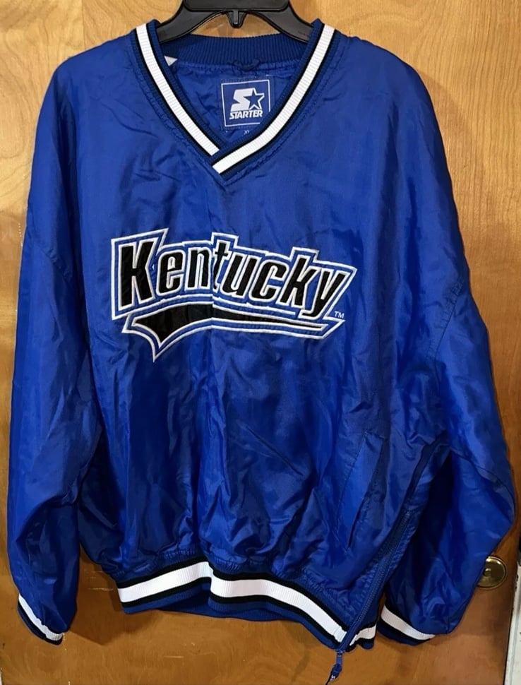 VTG University Of Kentucky Wildcats Starter V-Neck Striped Trim Windbreaker XL