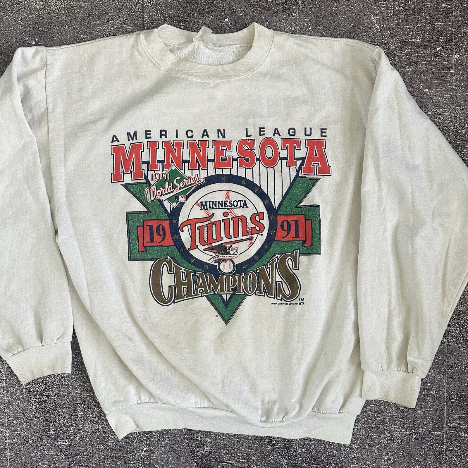Men's Vintage 90's 1991 Minnesota Twins World Series Crewneck Sweatshirt Sz L