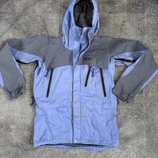Women's Vintage Patagonia Blue Mulberry Gray Stretch Gravity Hooded Jacket Sz XS