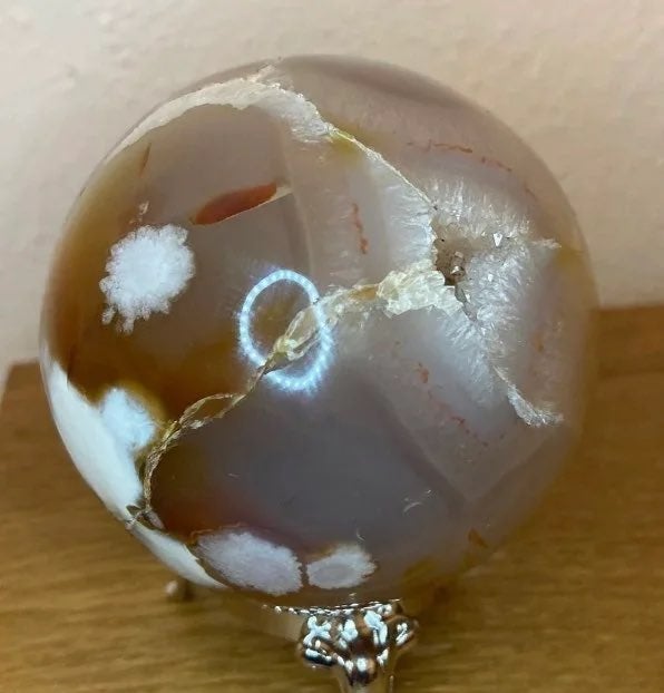 Beautiful Druzy Flower Agate Sphere