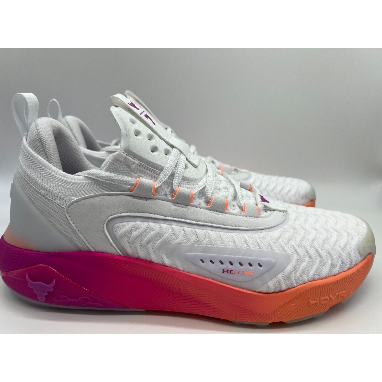Under Armour Project Rock 7 White Vivid Magenta 30227600-101 Men's Size 10