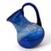 VTG Mexican Blown Glass Cobalt Blue Swirl Glass Pitcher Sits on Slant