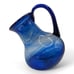 VTG Mexican Blown Glass Cobalt Blue Swirl Glass Pitcher Sits on Slant