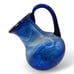 VTG Mexican Blown Glass Cobalt Blue Swirl Glass Pitcher Sits on Slant