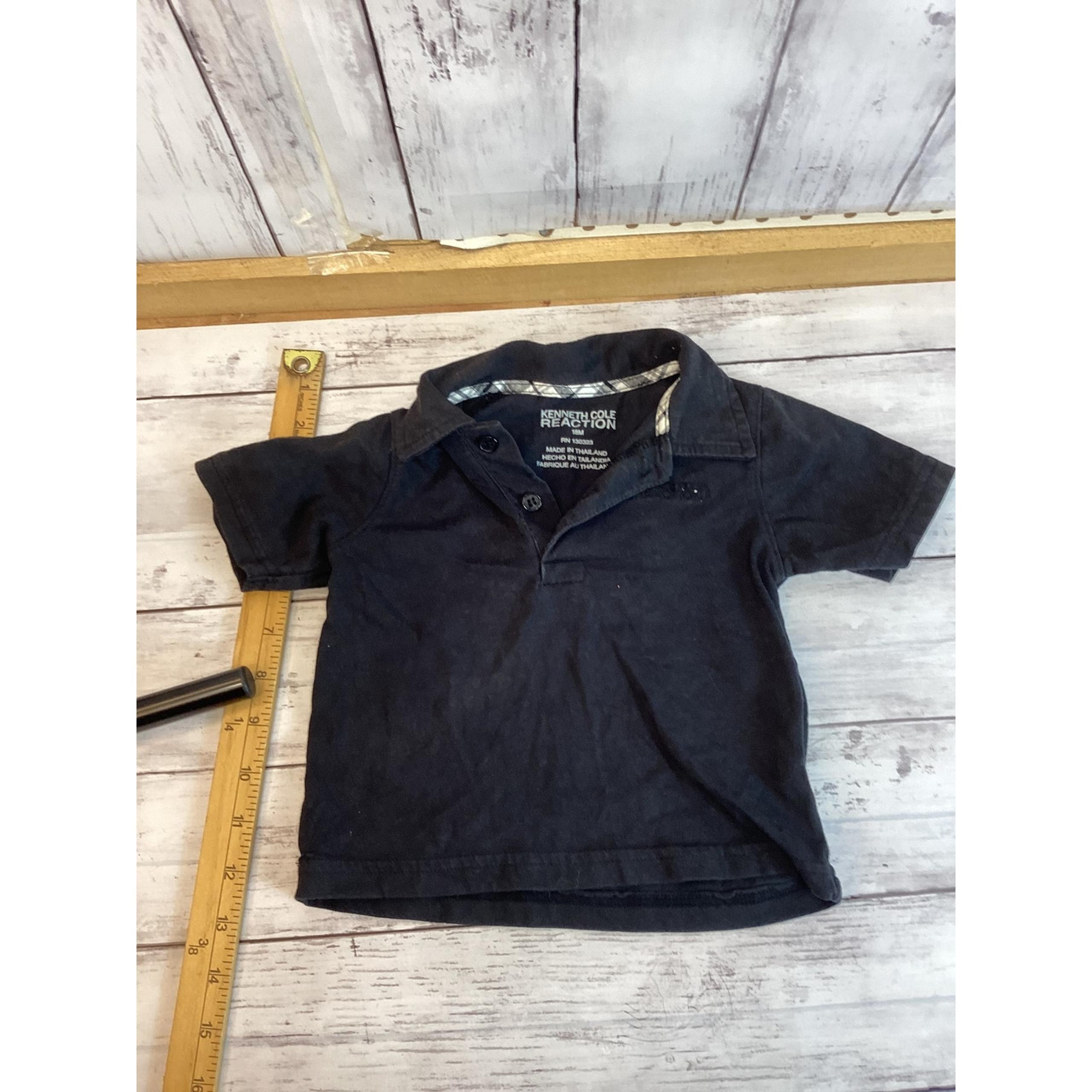 Kenneth Cole Reaction Baby Boy Polo Shirt Size 18M Black Cap Sleeve Classic