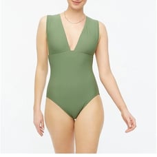 NWT J Crew V Neck One Piece Swimsuit COLOR- Green