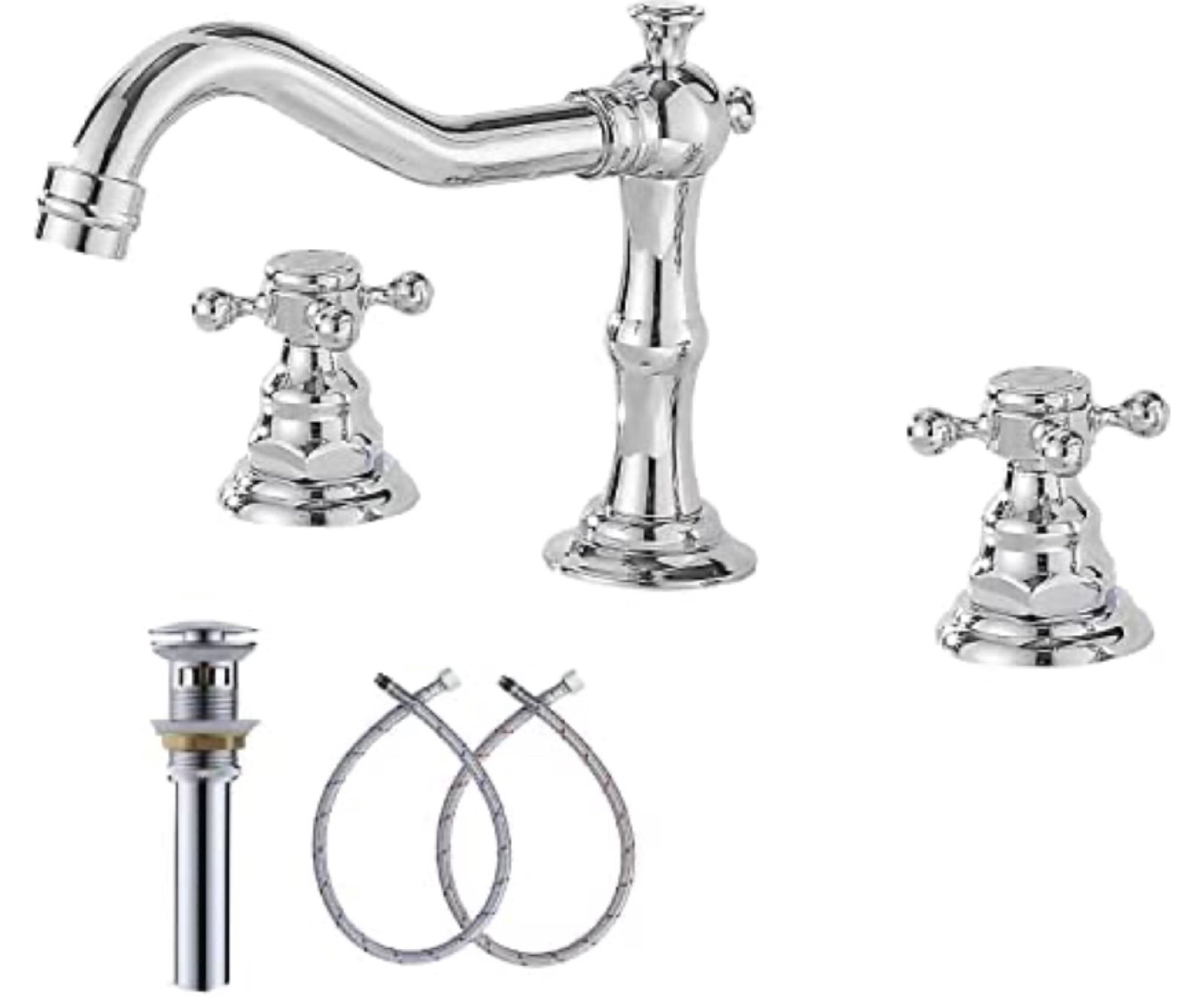 NEW Two Handles 3 Holes 8-16 inch Widespread Bathroom Sink Faucet Chrome Basin