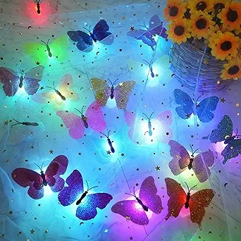 3D LED Butterfly Night Lights, 20Pcs Single and Double Butterfly