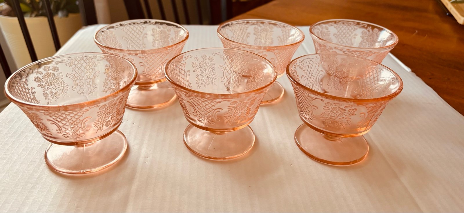 6 VINTAGE PINK SHERBET DISHES