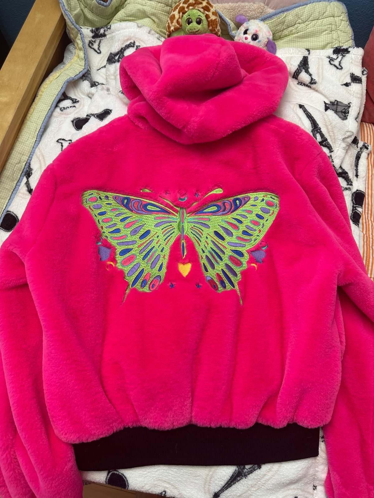 NWT RARE Dolls Kill Clubexx Monarch Mania Faux Fur Jacket