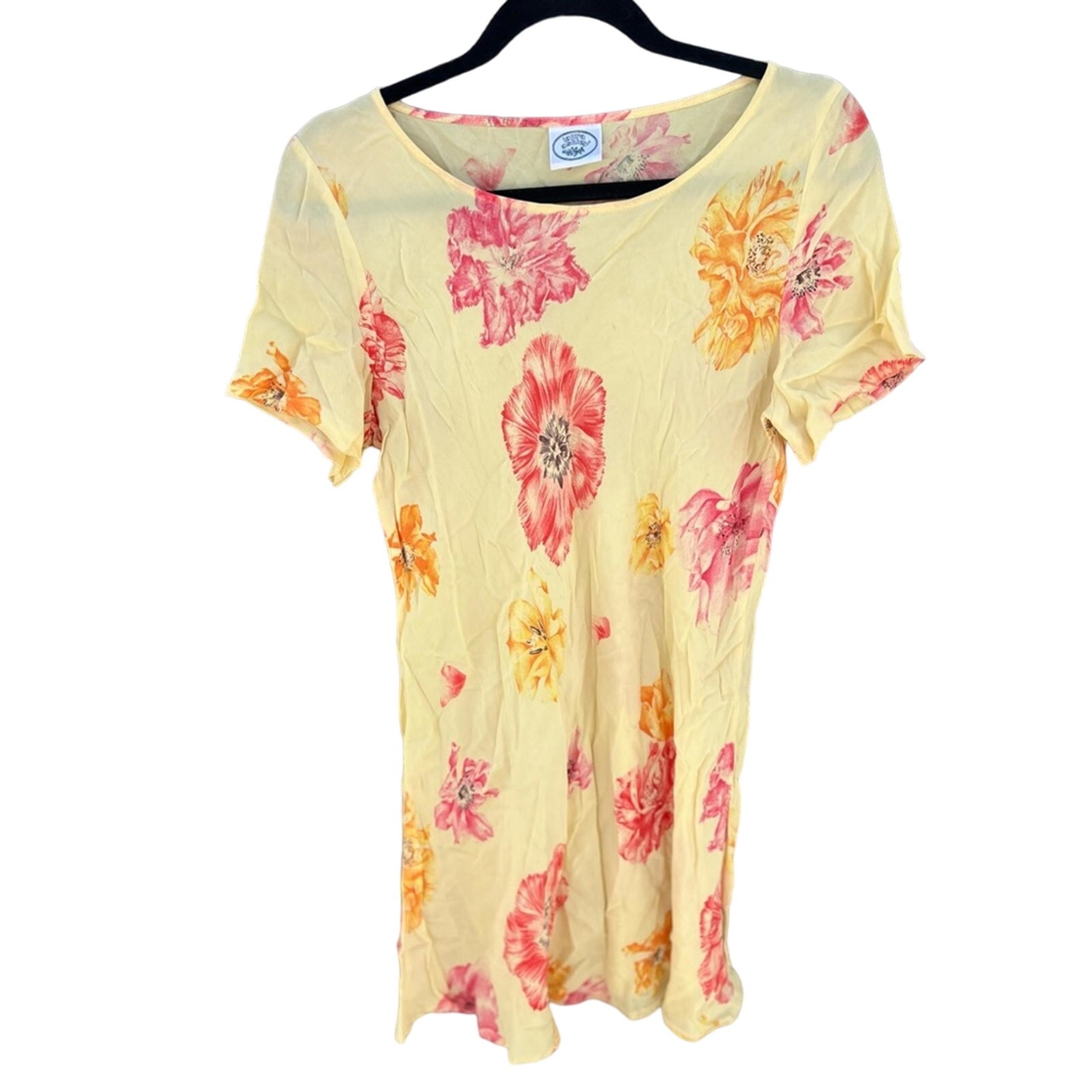 Laura Ashley | Vtg 90s Yellow Multi Floral Mini Dress, Sz S