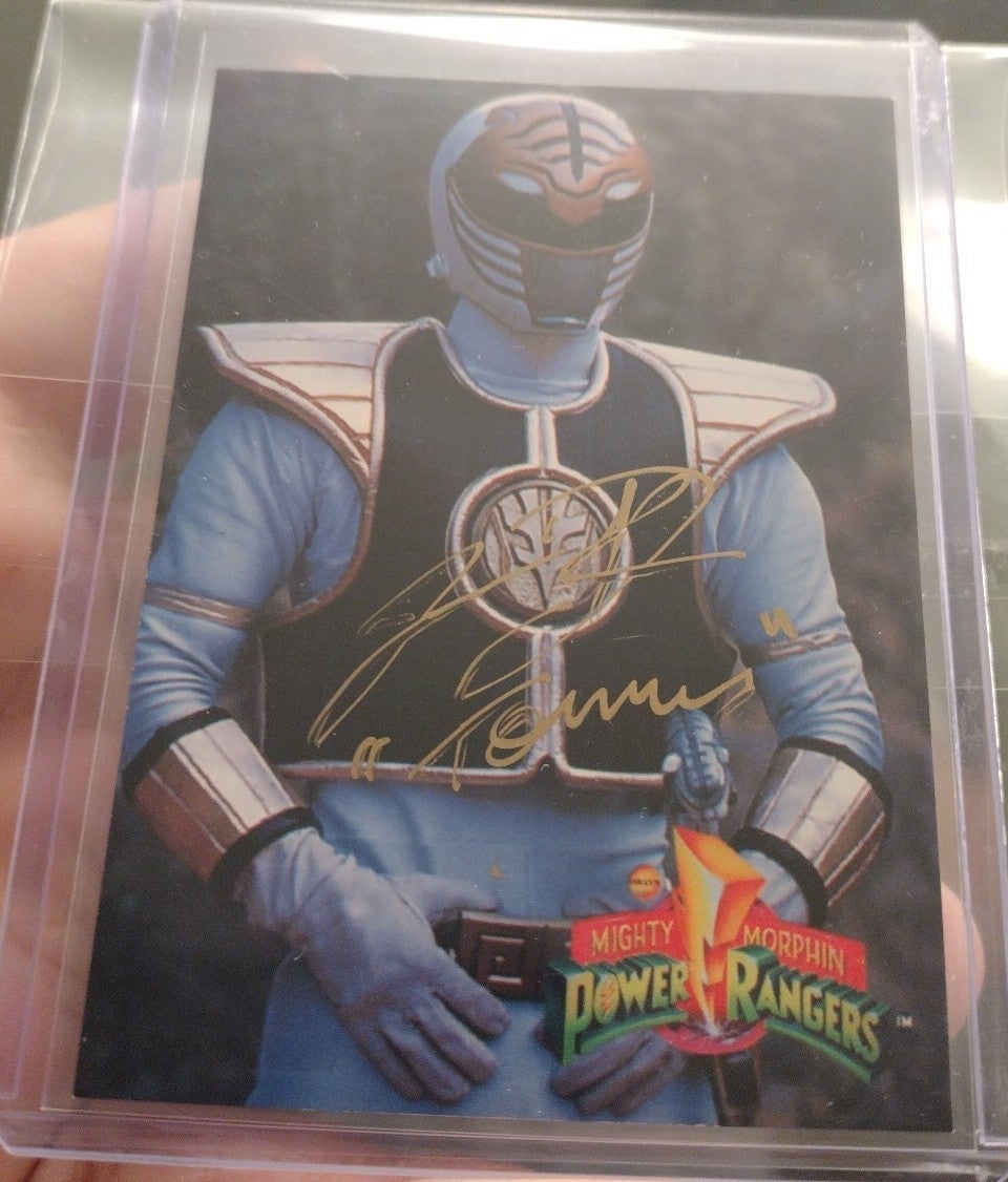 Shops MMPR WHITE POWER RANGER Hobby Card ! Jason David Frank AUTOGRAPH
