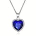 925 Silver Womens 1ct Diamond 2ct Blue Sapphire Gemstone Heart Necklace Jewelry