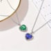 925 Silver Womens 1ct Diamond 2ct Blue Sapphire Gemstone Heart Necklace Jewelry