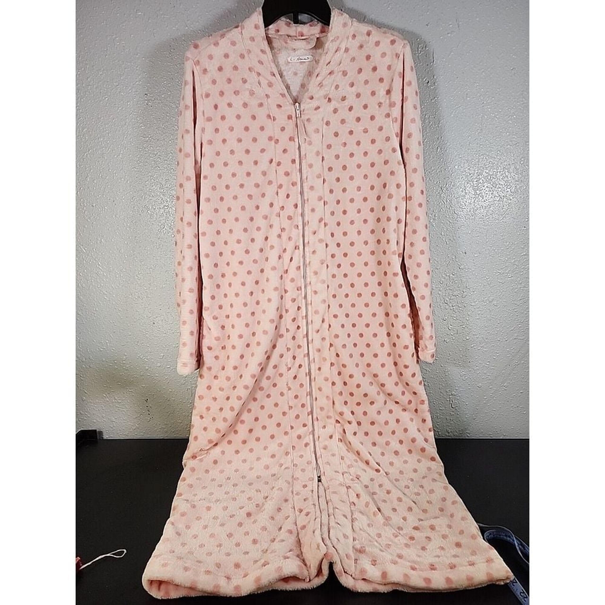 Croft & Barrow Robe  Full Zip Front Womens Pink Longsleeve Pockets Small