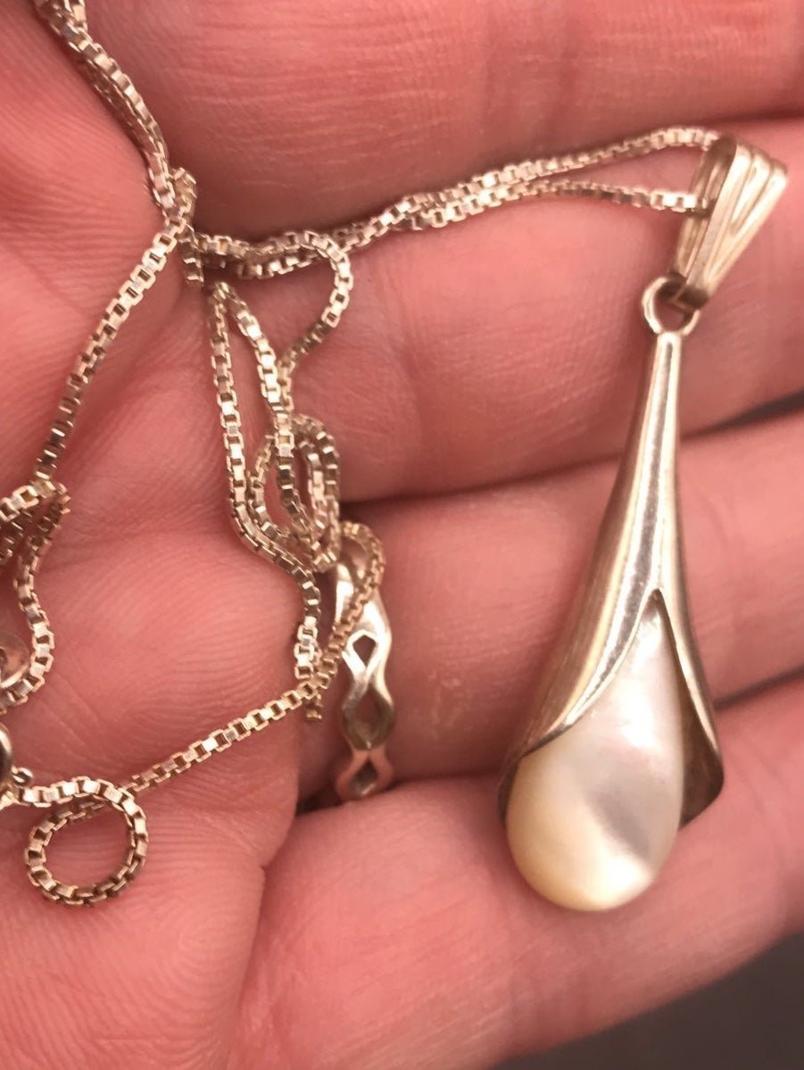 VTG STERLING SILVER MOP NECKLACE #A435