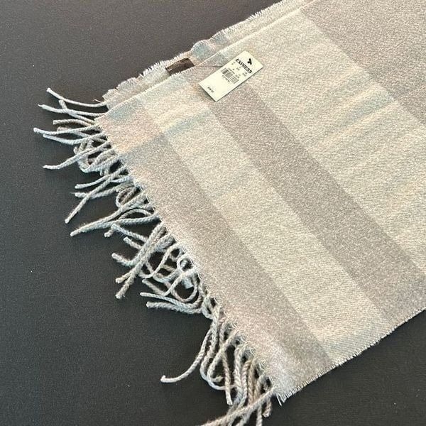 EXPRESS Gray Fringed Scarf NWT