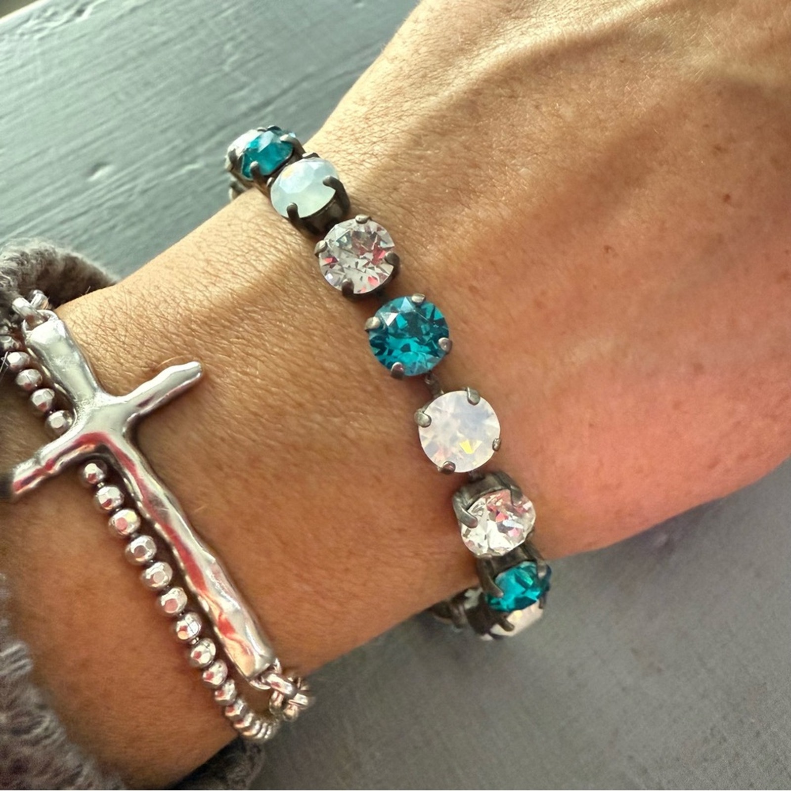 Sabika LIKE Silver Tone Blue & White Bracelet