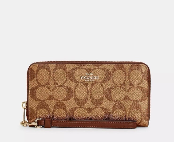 Coach Long Zip Around Wallet In Signature Canvas
