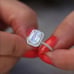 18k White Gold Emerald Cut Diamond Halo Ring