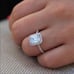 18k White Gold Emerald Cut Diamond Halo Ring