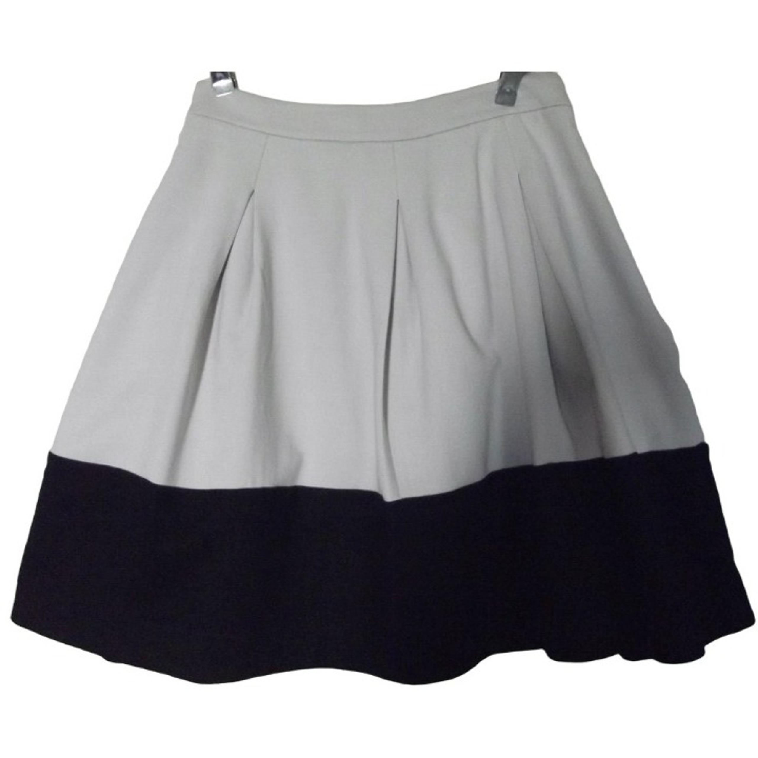 Express 2 Black Taupe Color-block High Waist Full Pleated Knit Skirt waisted xs