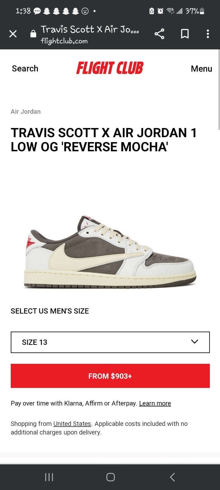 Travis Scott X AIR Jordan 1 low OG' Nike sz.9