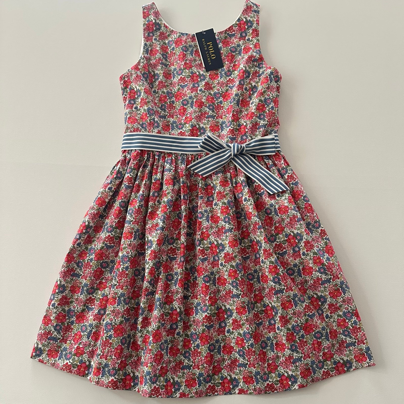 Polo Ralph Lauren Girls 12 Floral Dress Striped Bow NWT Spring Summer
