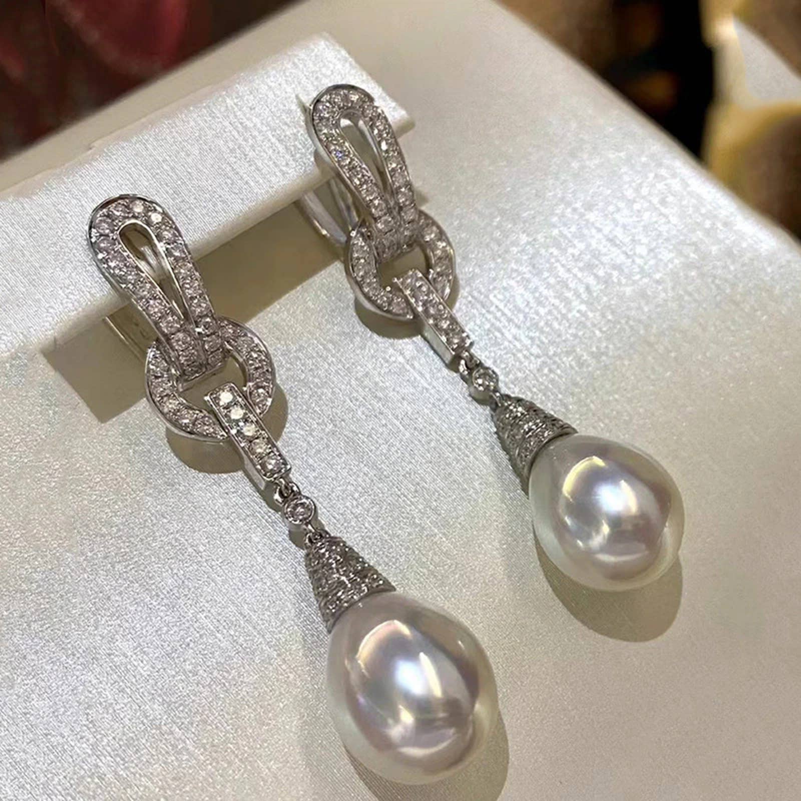 10-11mm Natural Rice Pearl Drop Earrings, 925 Sterling Silver Rice Pearl Earring
