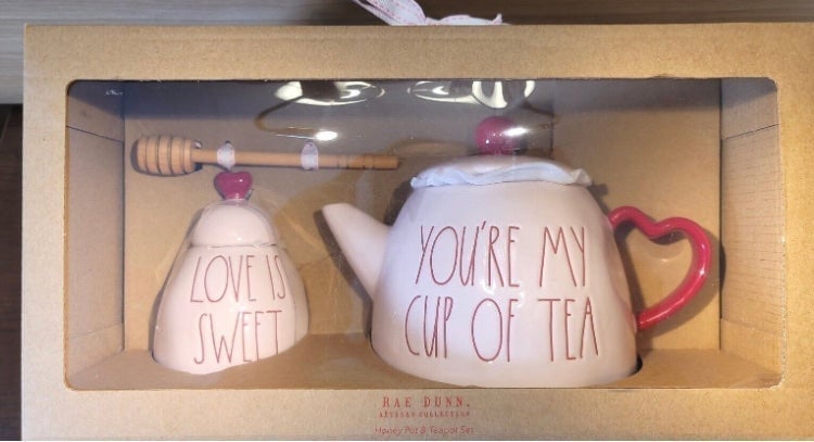 Rae Dunn Honey Pot & Tea Pot Set New!