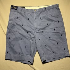 Polo Ralph Lauren Mens All Over Pony Logo Chino Shorts BLUE Size 44 L New NWT